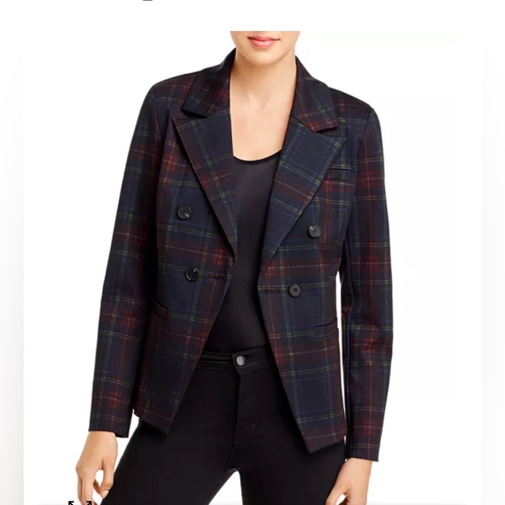 Bagatelle Double Breasted Ponte Knit Plaid Blazer size Large Academia Preppy NWT